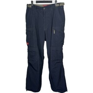 VTG Abercrombie Fitch Pants Mens L Blue Rave Cargo Skate Baggy‎ Y2K Paratrooper